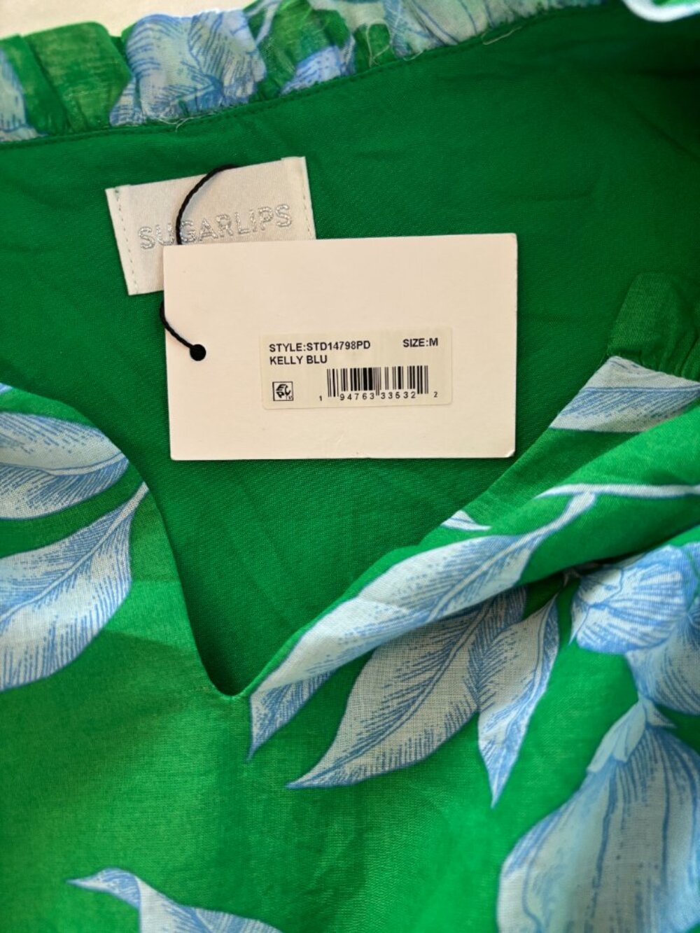 Green Floral Print Mini Dress Sugar Lips NWT - Picture 3 of 4